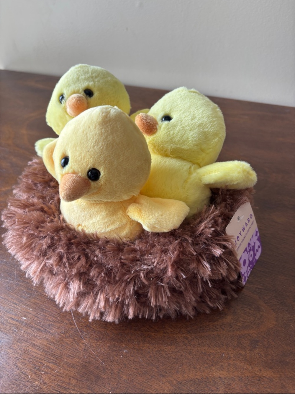 Plush Yellow Chick Trio in Brown Nest - Soft Stuffed Animal Set